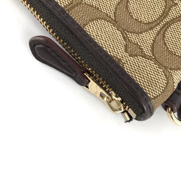 COACH Wristlet Bag Brown Signature Logo with Tag - Picture 5 of 10
